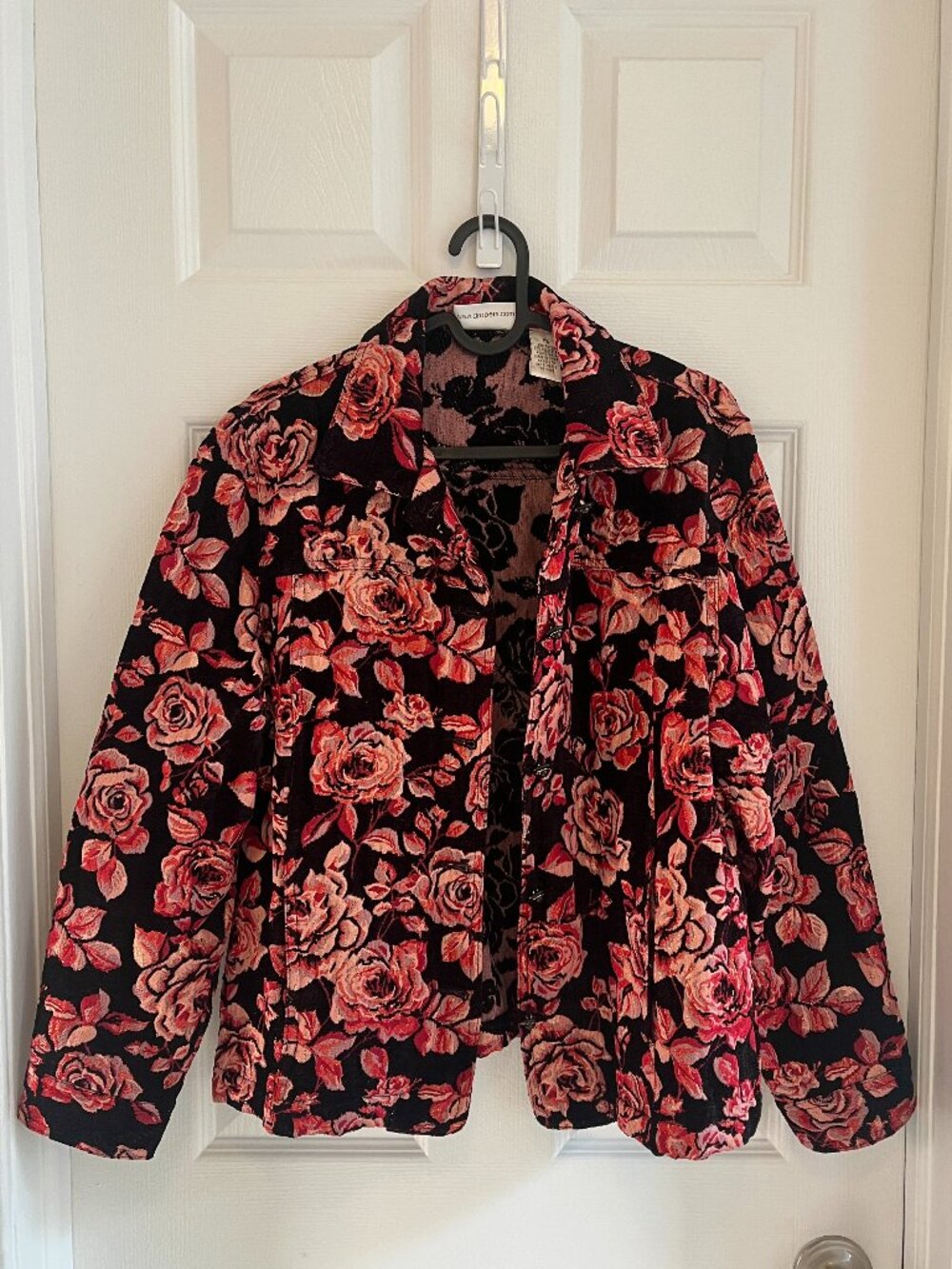Y2K Metallic Black & Pink Rose Jacket (Sz Petite L)